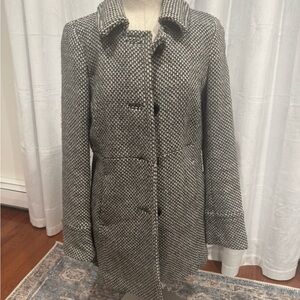 Women's Black and White Tweed Coat